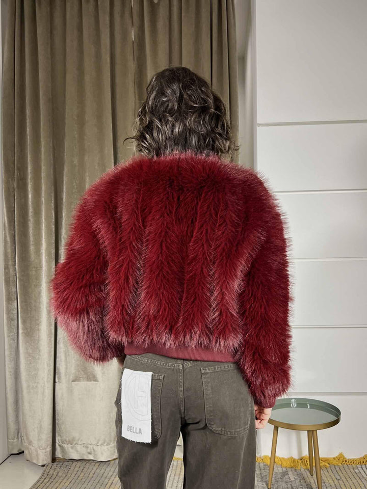 ecopelliccia corta a bomber bordeaux KDY-P037BORDEAUX HAVE ONE