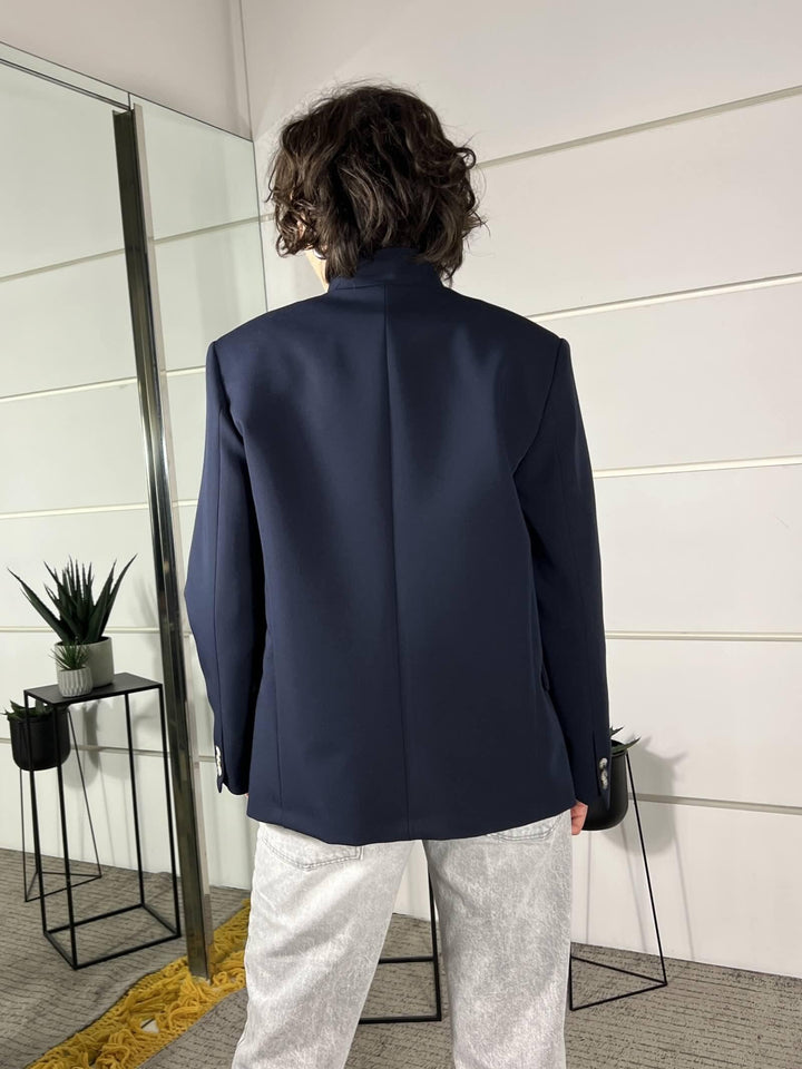 giacca blu con bottone nel collo TAB1089BLU VICOLO