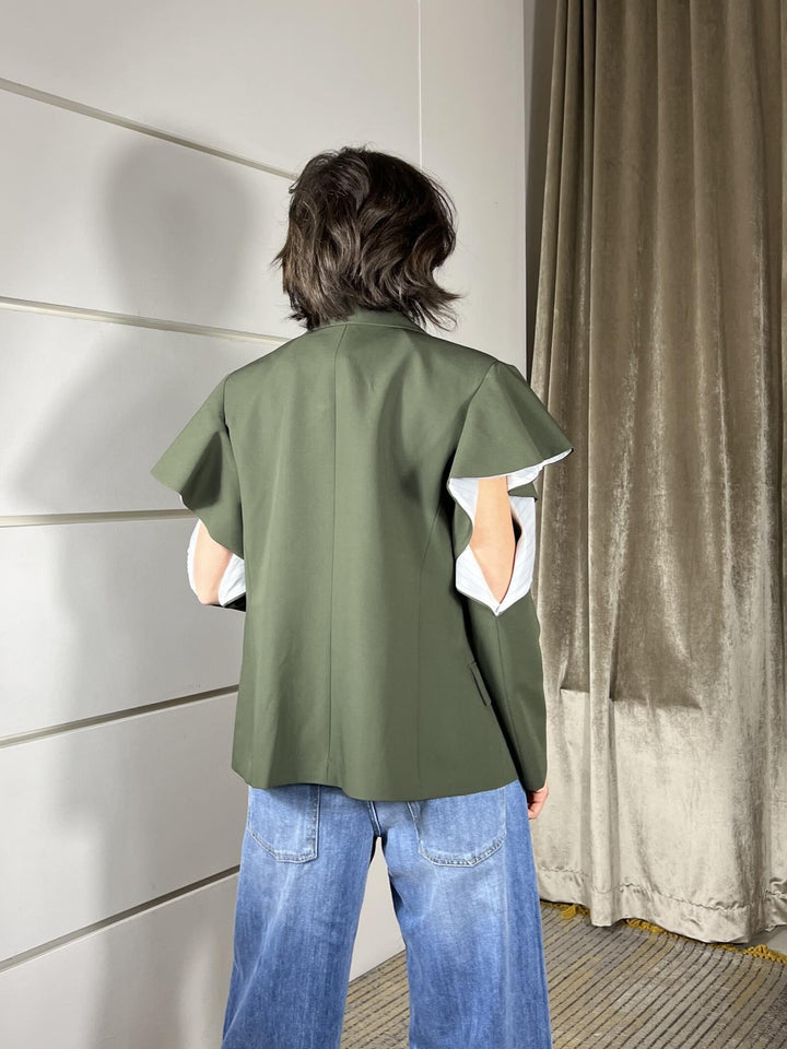 giacca militare doppiopetto con manica volant aperta TAB0627MILITARE VICOLO