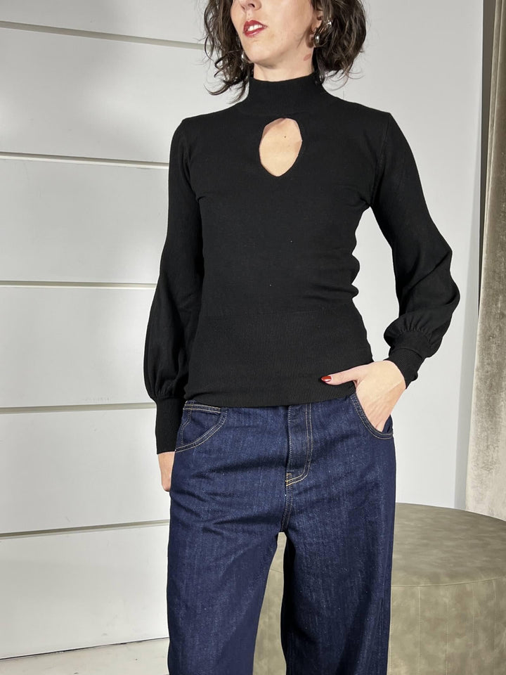 maglia a  lupetto con goccia nera 250911NERO SUSY MIX