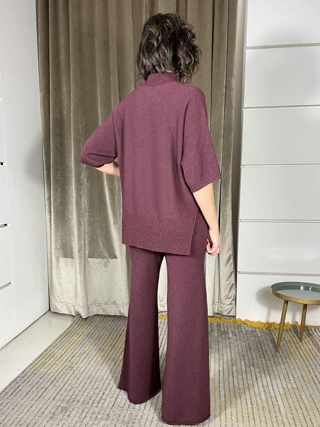 pantalone in maglia a palazzo prugna P30258851480 IMPERIAL