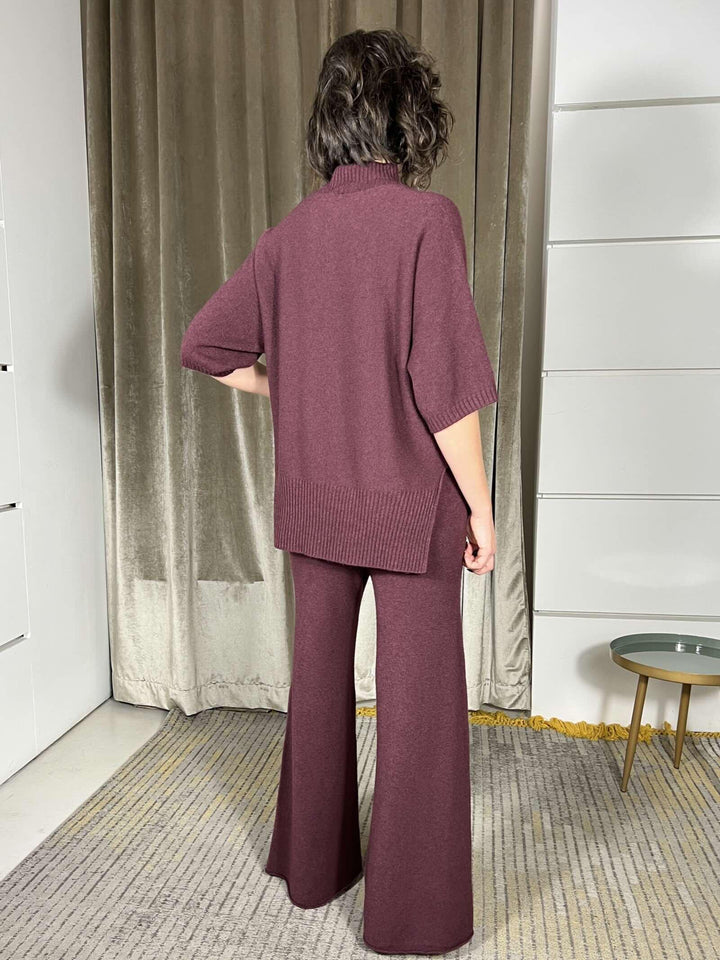 pantalone in maglia a palazzo prugna P30258851480 IMPERIAL