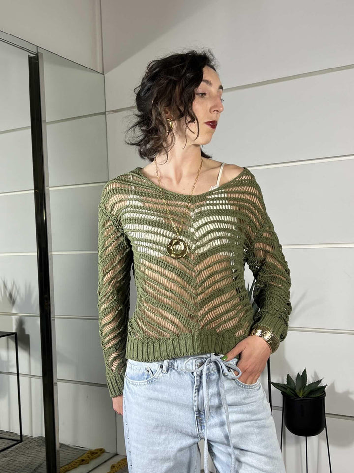 maglia traforata militare 3AB3023MILITARE 19 VICOLO