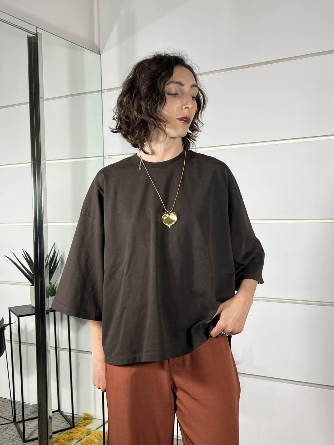 t-shirt over manica corta, girocollo moro M02E0052MORO PHILIA LOFT