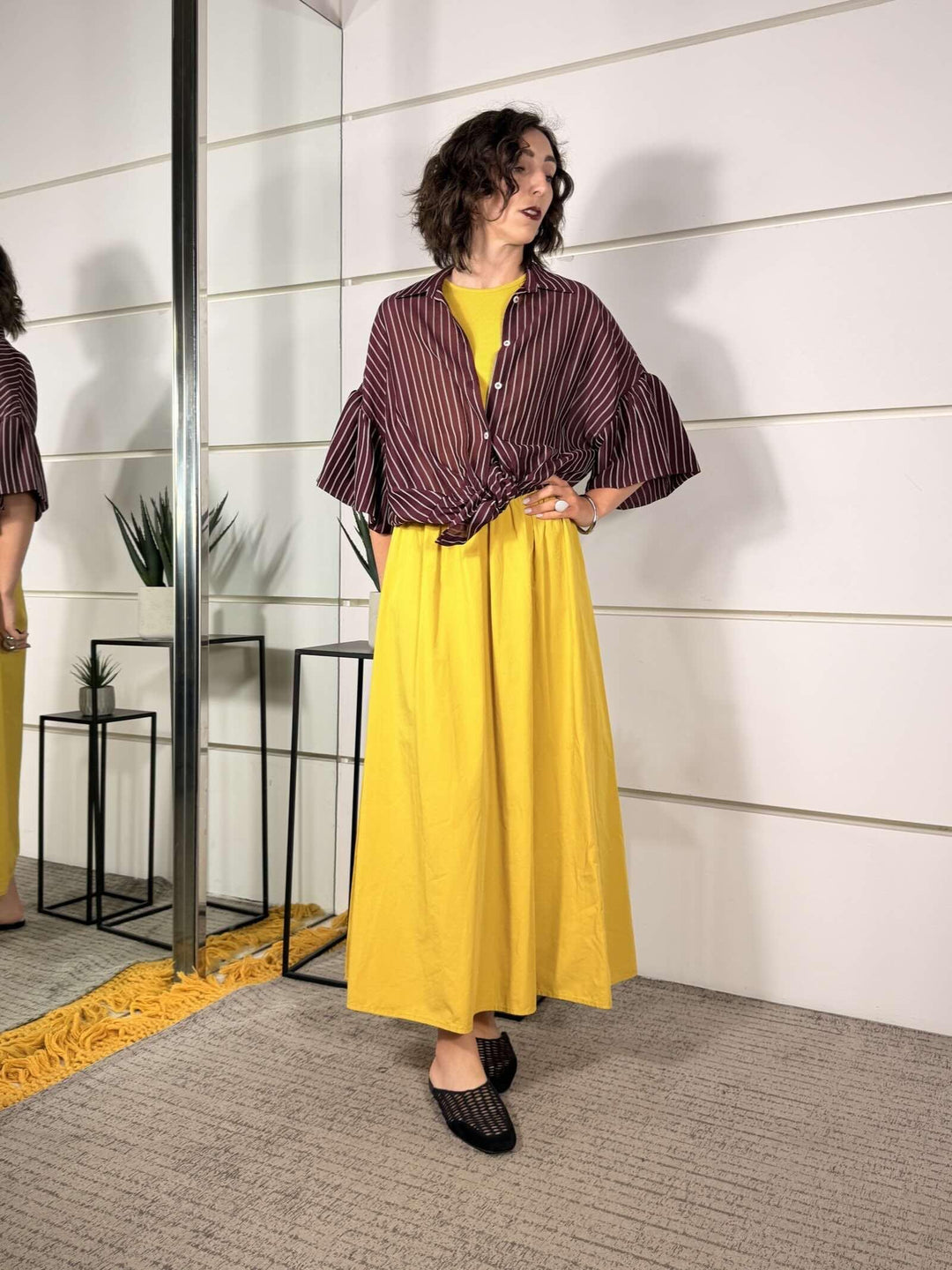 camicia manica corta rigata in voile bordeaux TAB1961BORDEAUX VICOLO