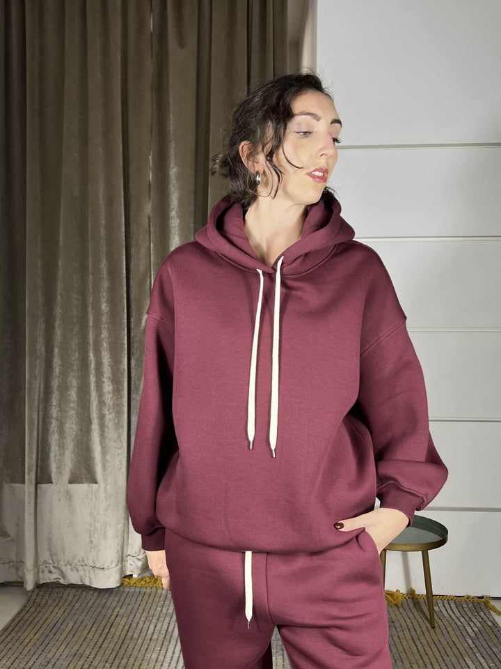 FELPA BORDEAUX  CON CAPPUCCIO FELPATA TF1859BORDEAUX VICOLO