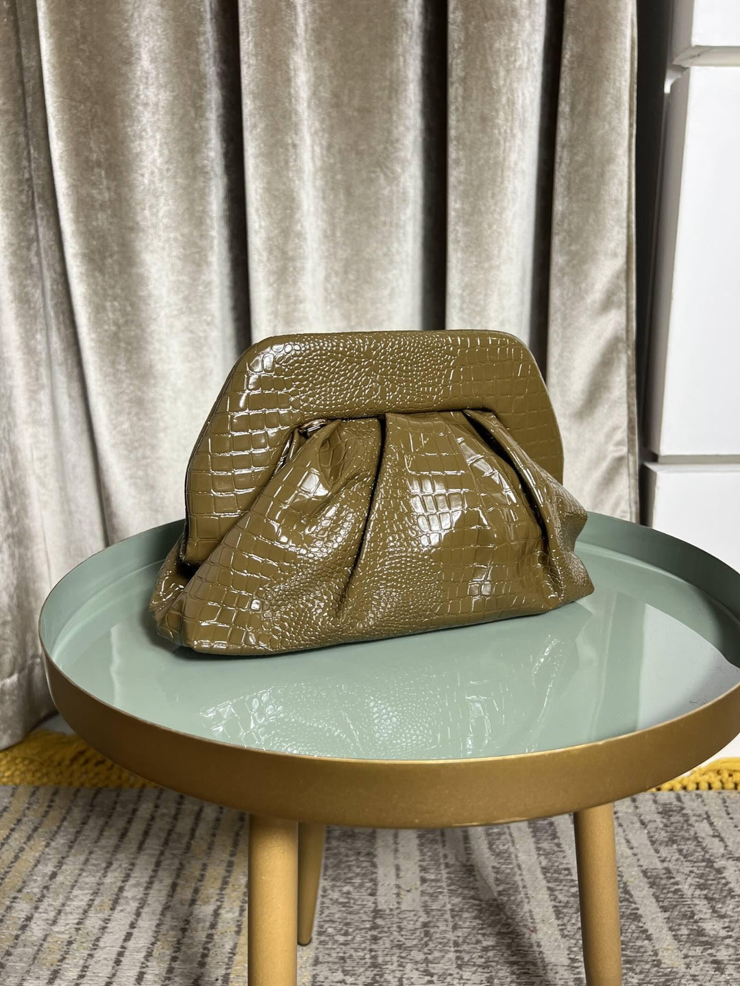 BORSA CLUTCH VERDE MILITARE ECOPELLE COCCO PRR0914BROWN FEMME CAFE SELECTION