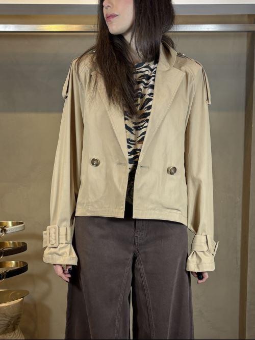 trench doppiopetto beige con cintura in vita TANYAD41 PINKO