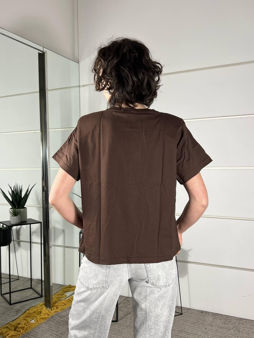 t-shirt girocollo con spalline cioccolato manica corta TS26SGI40CIOCCOLATO TWO WAY