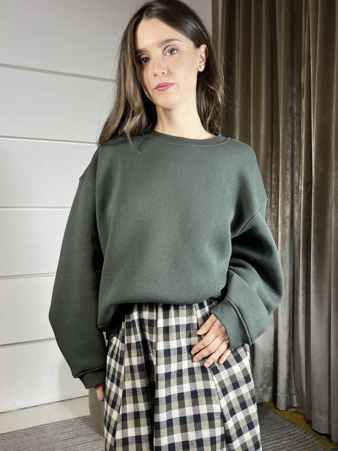 FELPA OVER FELPATA GIROCOLLO VERE MILITARE TF1753VERDE VICOLO