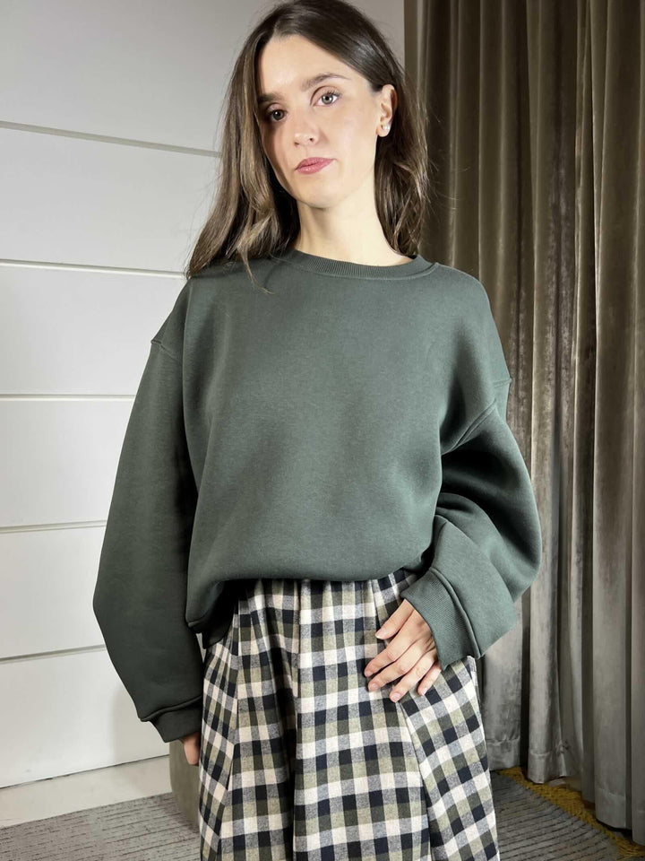 FELPA OVER FELPATA GIROCOLLO VERE MILITARE TF1753VERDE VICOLO