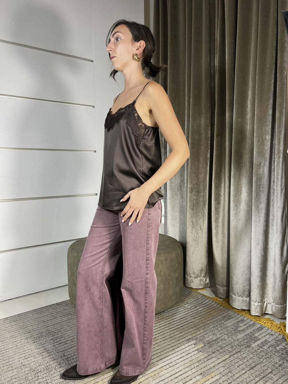 CANOTTA MORO SATIN CON PIZZO TF0928MORO VICOLO