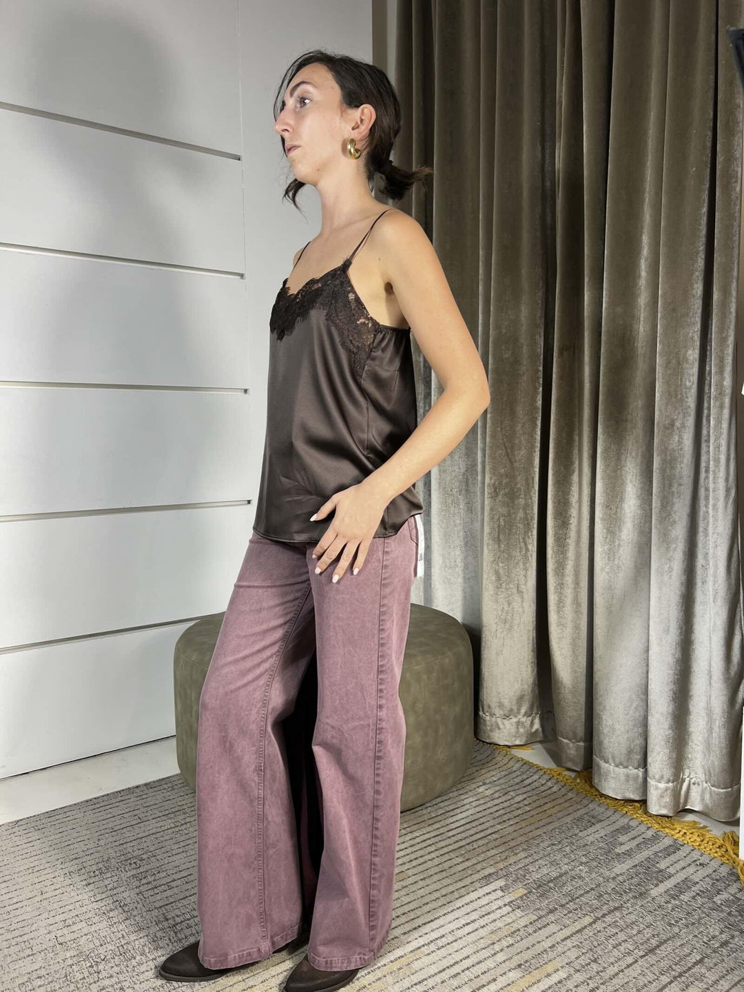 CANOTTA MORO SATIN CON PIZZO TF0928MORO VICOLO