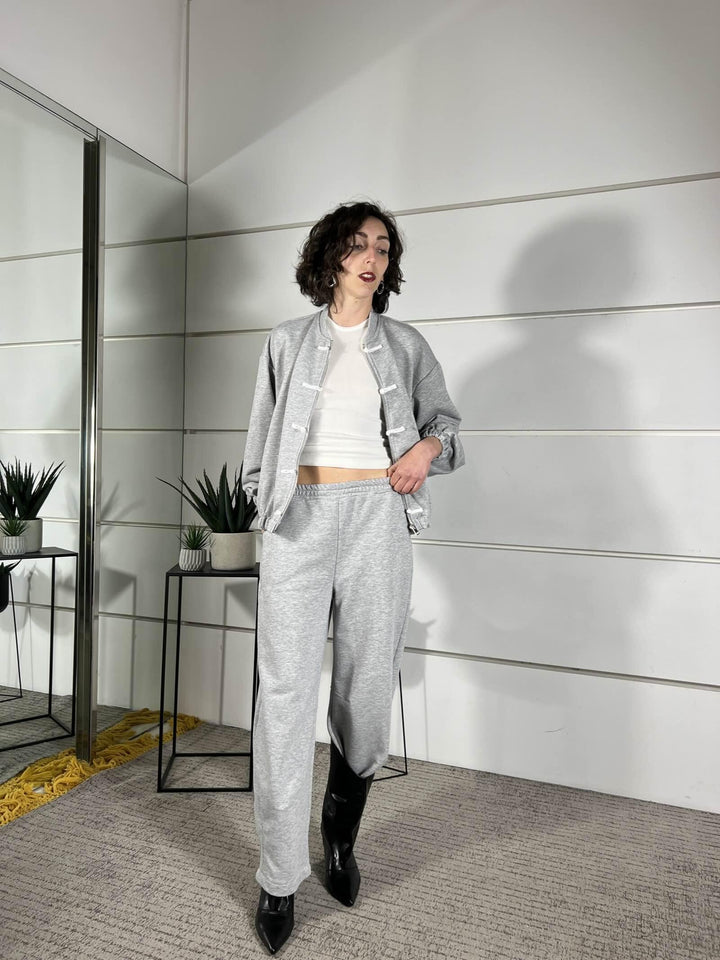 felpa con alamari grigia WF26SZEG8484GRIGIO TWO WAY