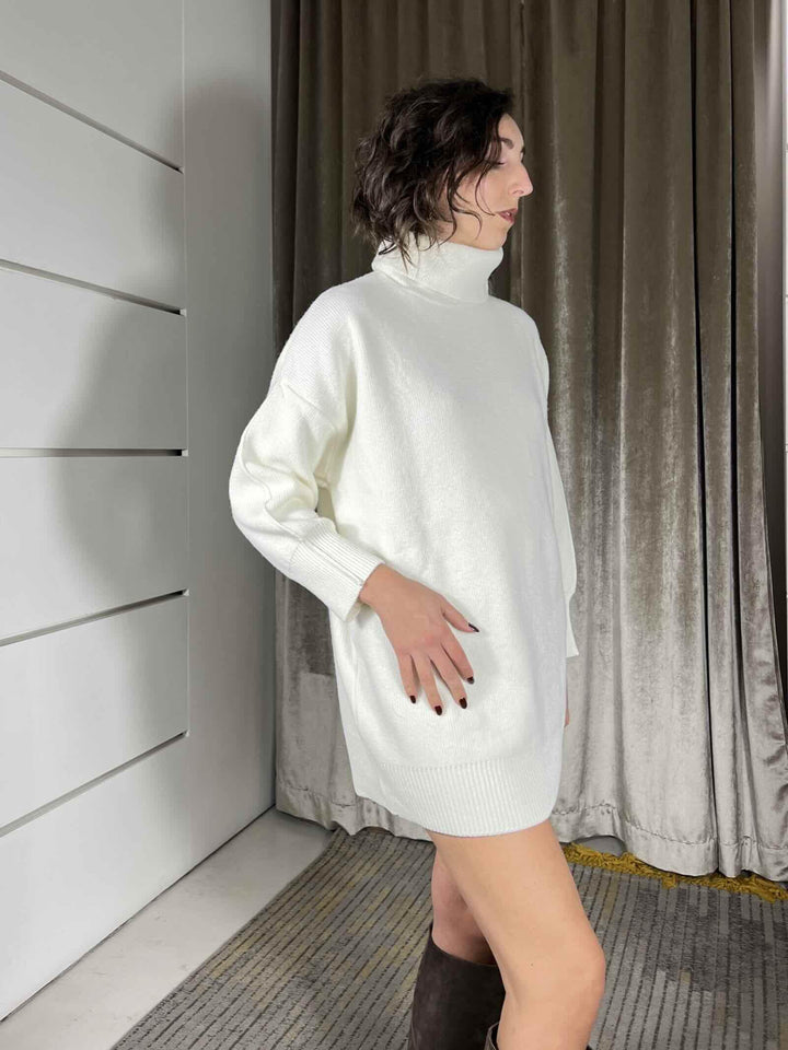 abito in maglia collo alto in misto lana e alpaca panna 77131FPANNA VICOLO