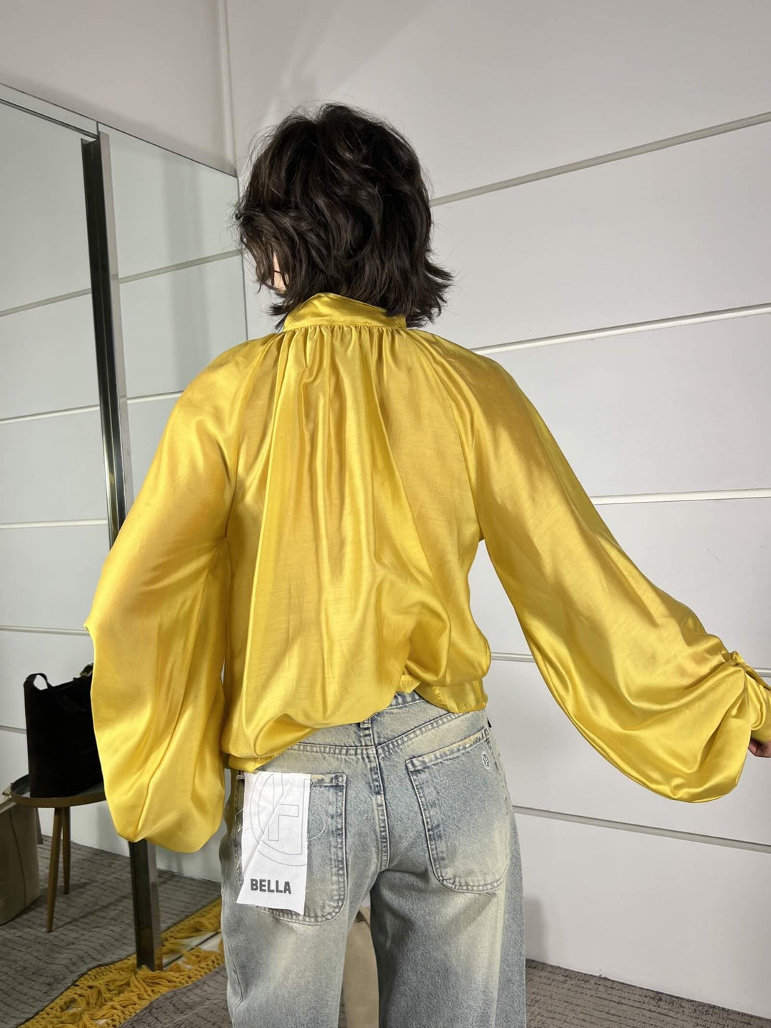 camicia in voile over con fiocco nel collo senape TAB0210SENAPE VICOLO