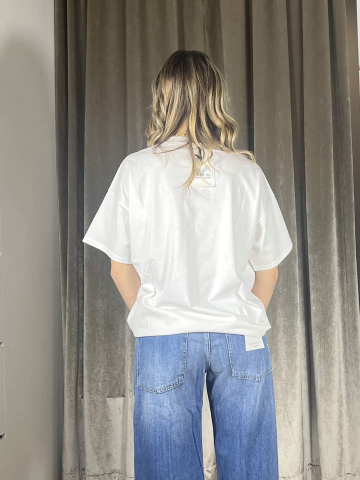 t-shirt vicolo girocollo manica corta con stampa coffee therapy naturale RAB0172NATURALE VICOLO