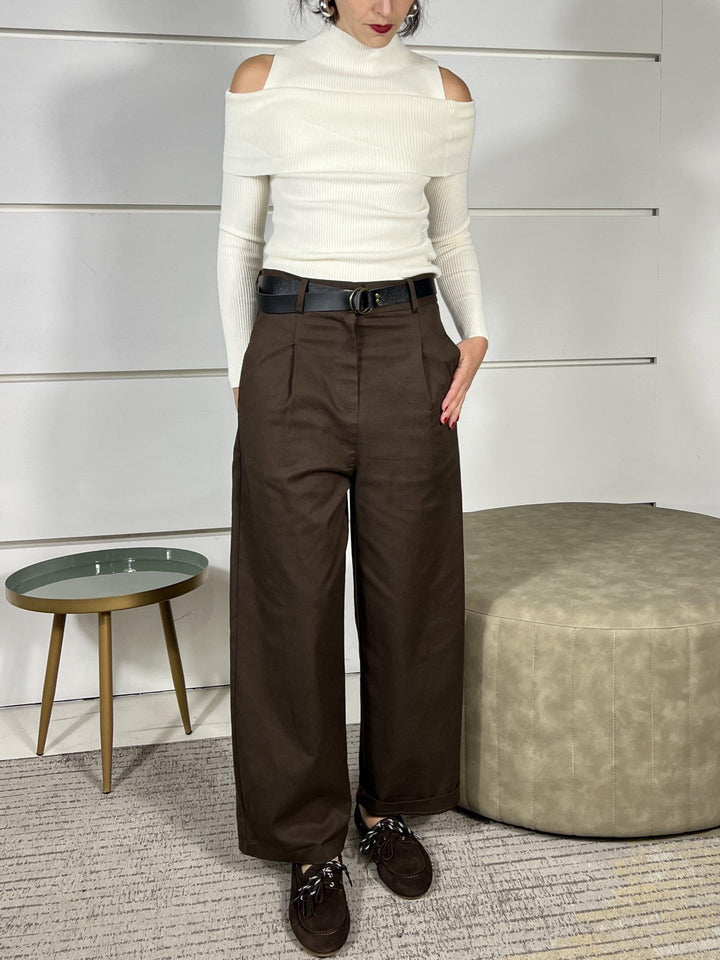 pantalone con cintura moro S12359MORO SUSY MIX