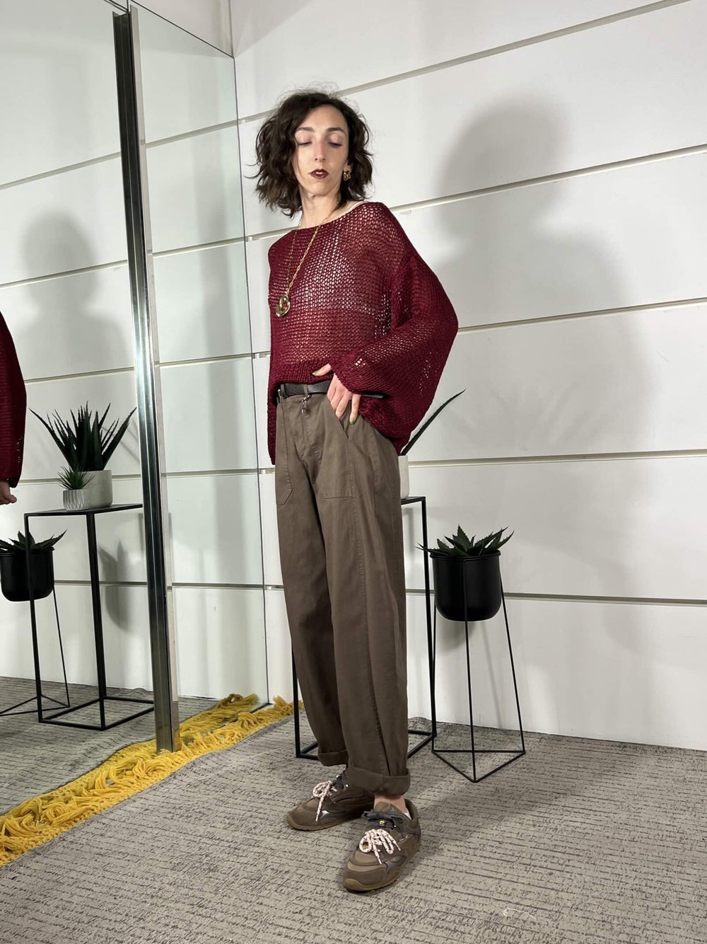 pantalone a ovetto con elastico nel retro moro 58300GLMORO SUSY MIX
