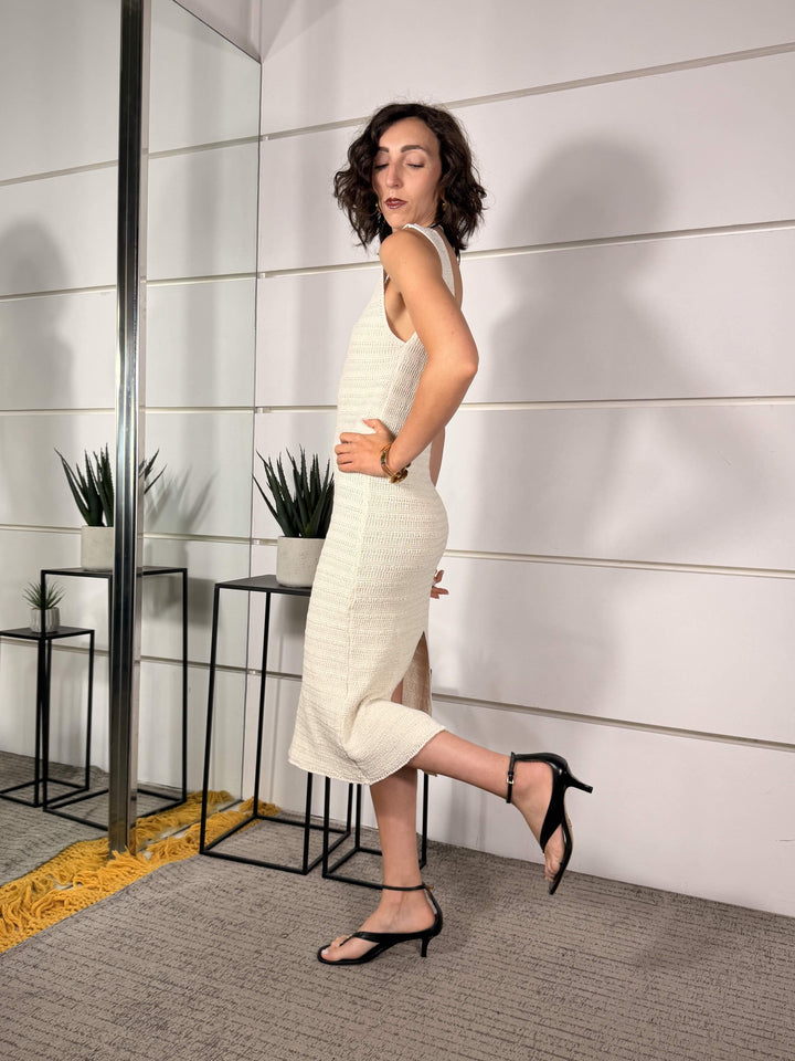 abito midi 50%co 50%ac 26171CREMA SUSY MIX