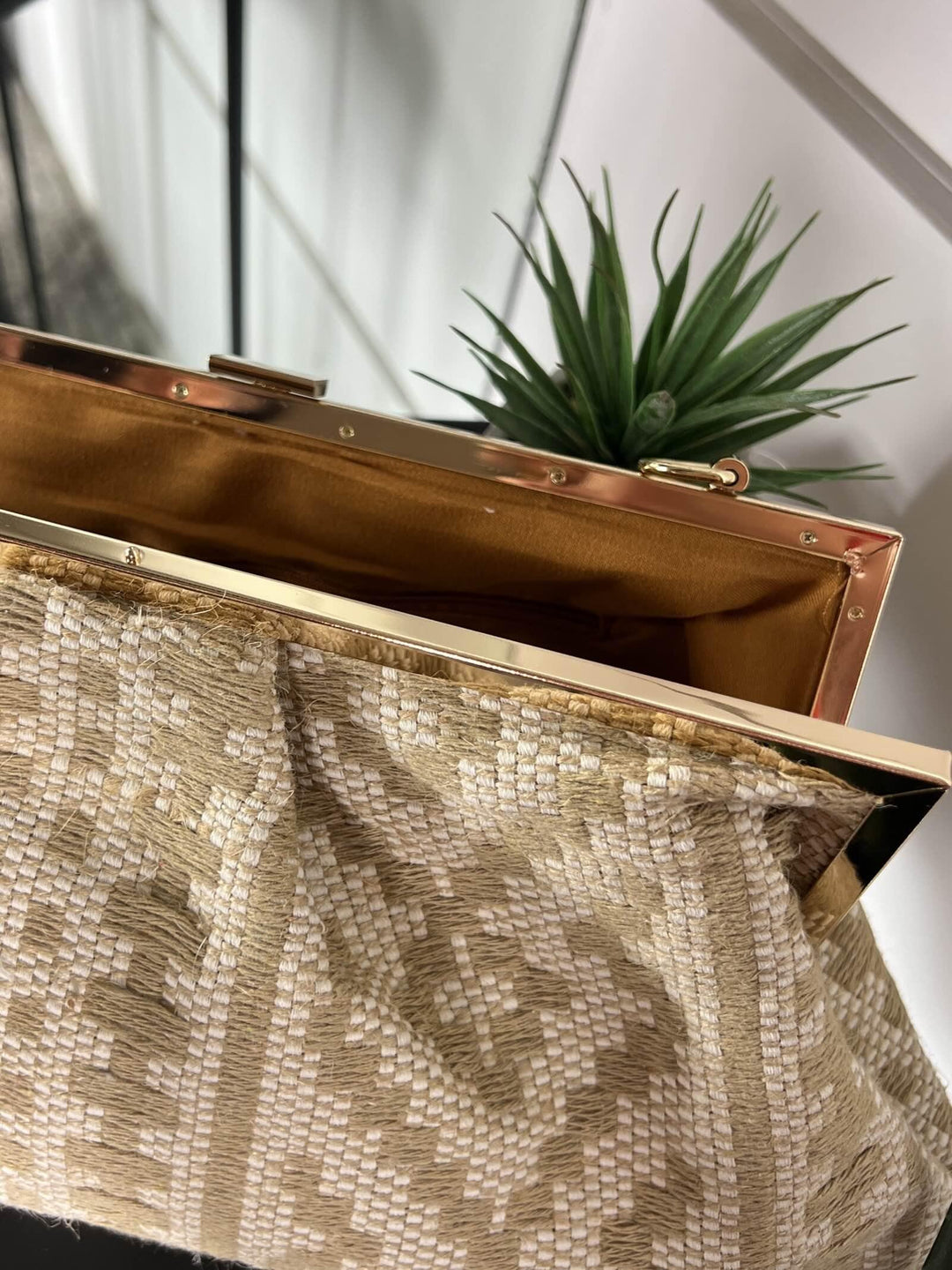 borsa a clutch con fantasia geometrica kaki  con tracolla FF27472KAKI FEMME CAFE SELECTION