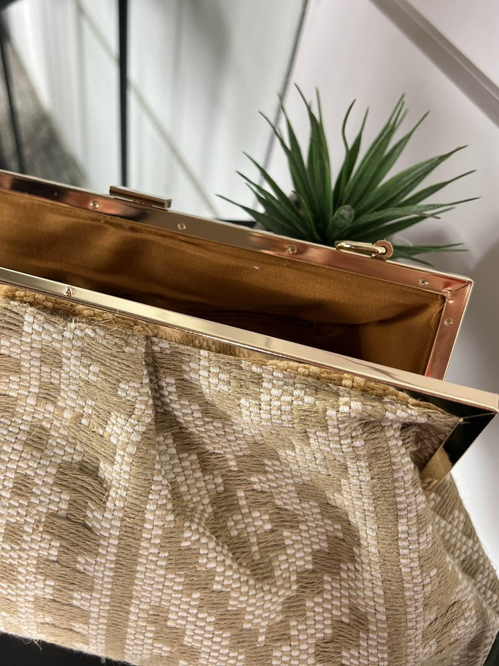 borsa a clutch con fantasia geometrica kaki  con tracolla FF27472KAKI FEMME CAFE SELECTION