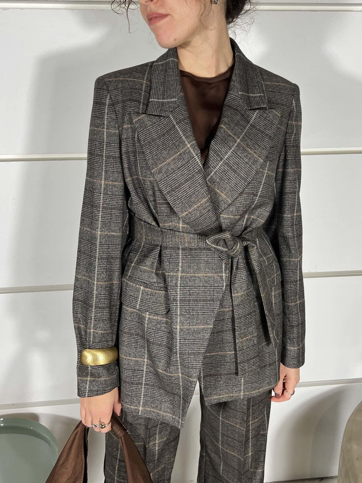 GIACCA STAMPA CHECK E CINTA G138PQMG603CAFFE MANILA GRACE