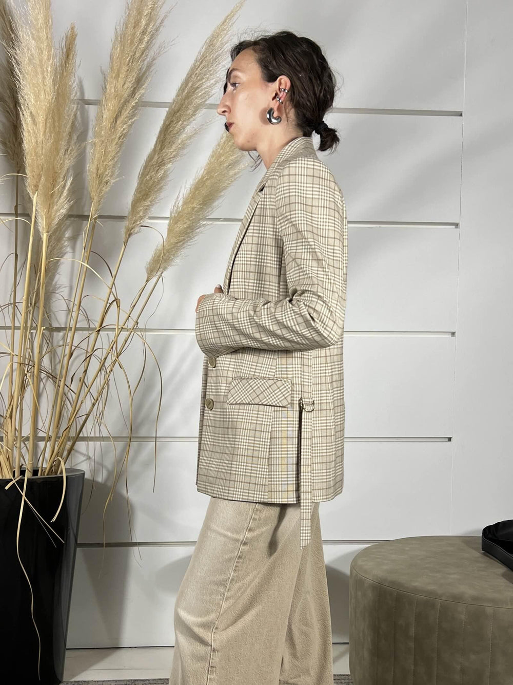 GIACCA A QUADRI STONE BEIGE 8S0553A621BFG11 PATRIZIA PEPE PREVIEW