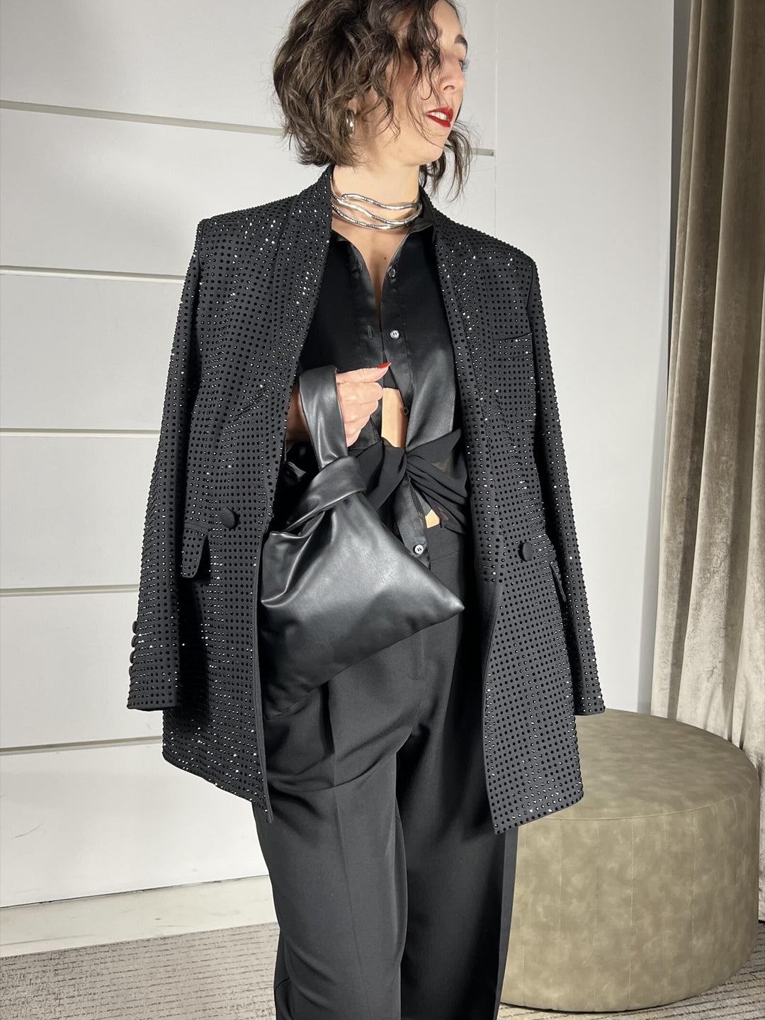 BORSA A SACCHETTO IN ECOPLLE NERA XOAB1810 CARLA G. ACCESSORI