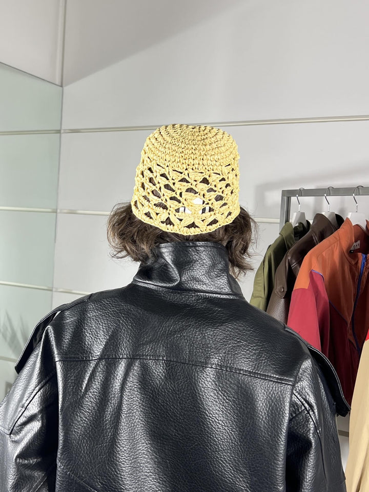cappello cuffia in crochet 100%pi 619CBEIGE SUSY MIX