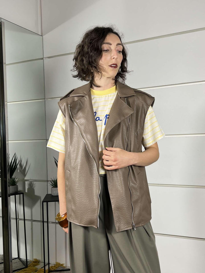 gilet ecopelle fango S26M625FANGO SUSY MIX