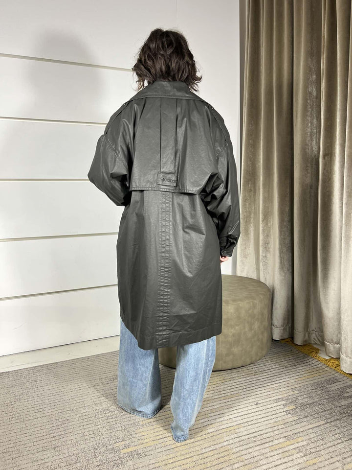 trench cerato verde militare con interno staccabile TF0040VERDE MILITARE VICOLO
