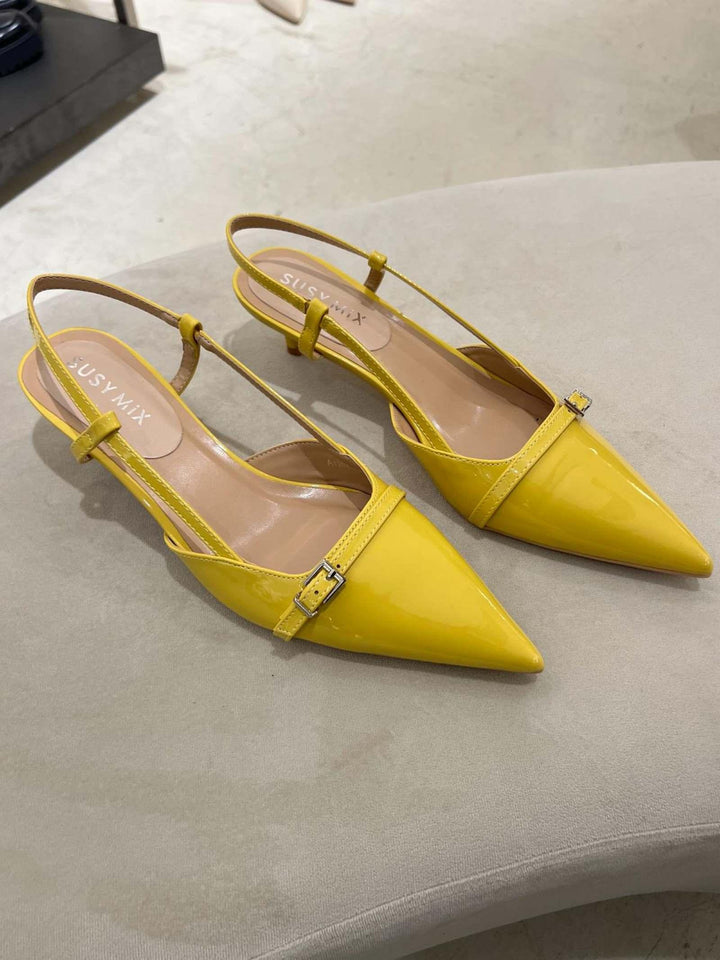slingback in vernice gialla con cinturino 95115GIALLO SUSY MIX