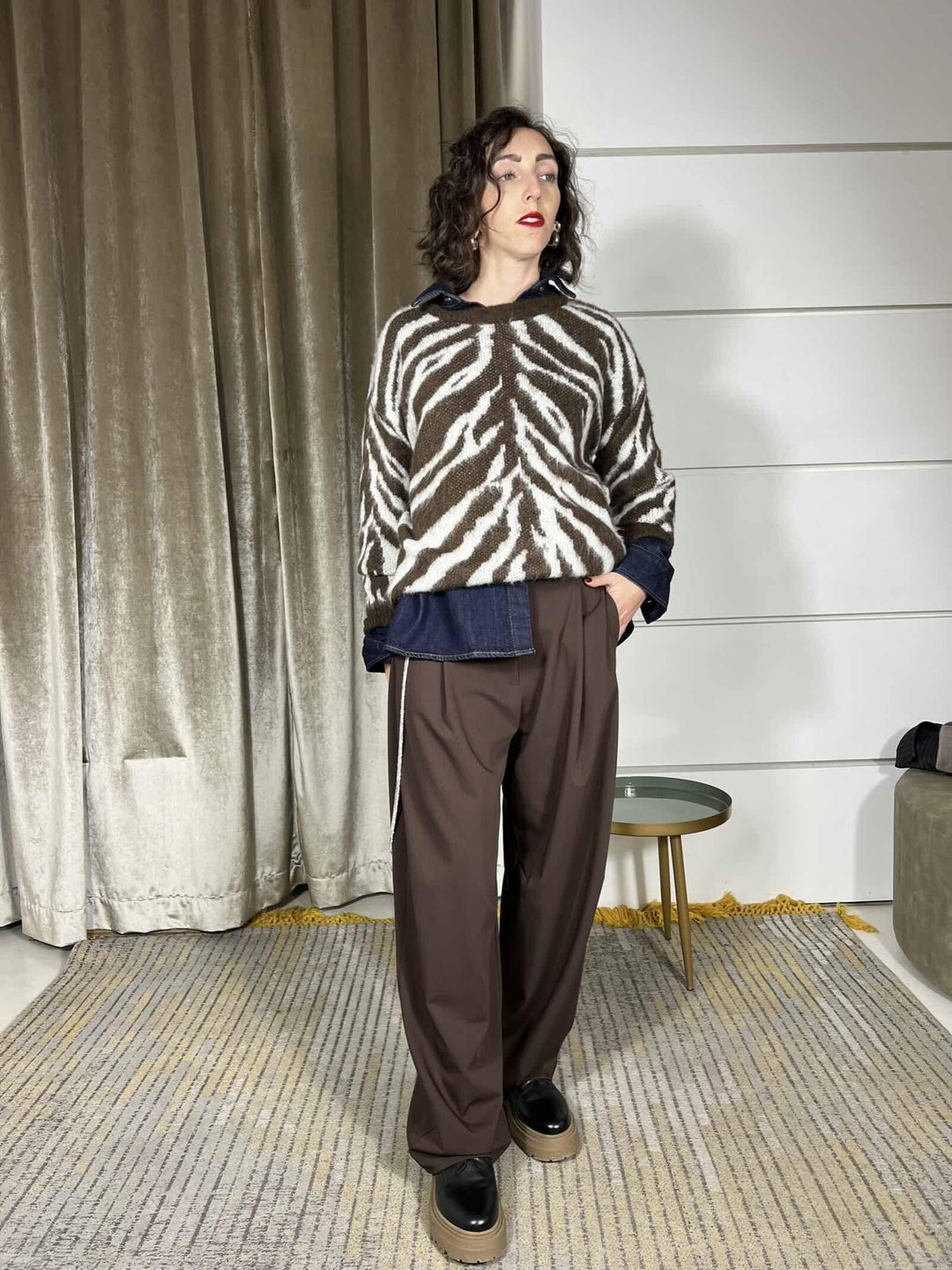 pantalone cannella con catena di strass P5Z2KQP1819 IMPERIAL