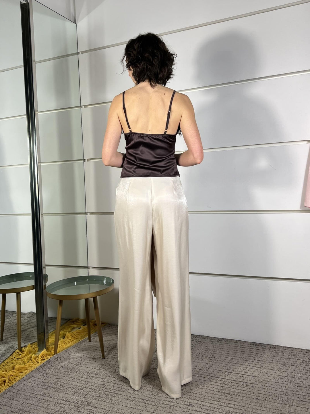 completo laminato giacca e pantalone a palazzo 101551AVORIO SUSY MIX