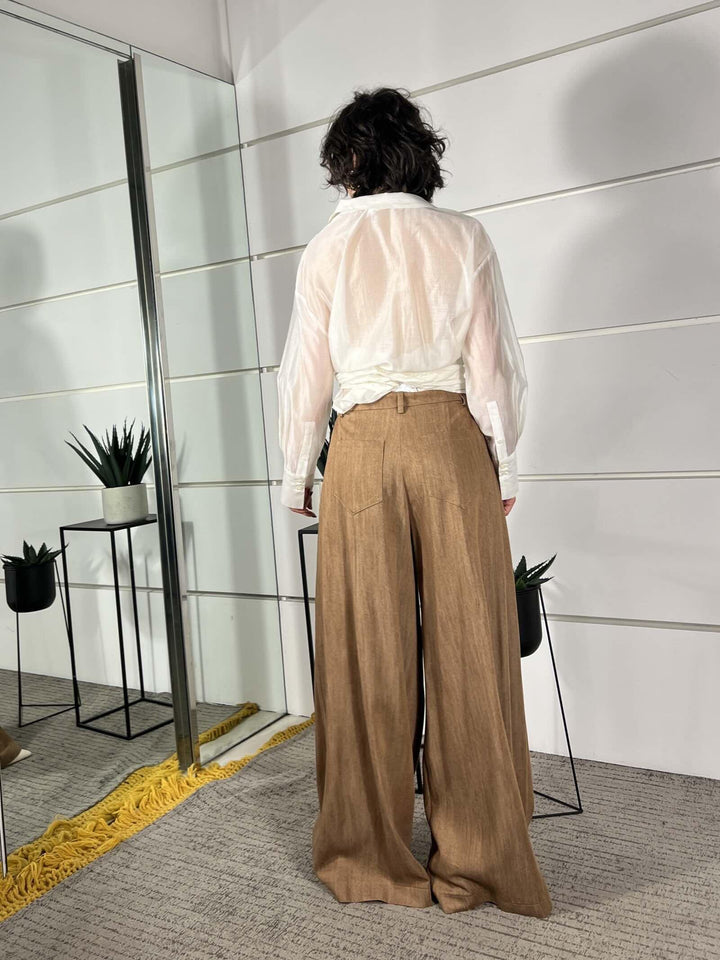 pantalone effetto fiammato con gamba ampia cognac P9A0LGZ1805 IMPERIAL