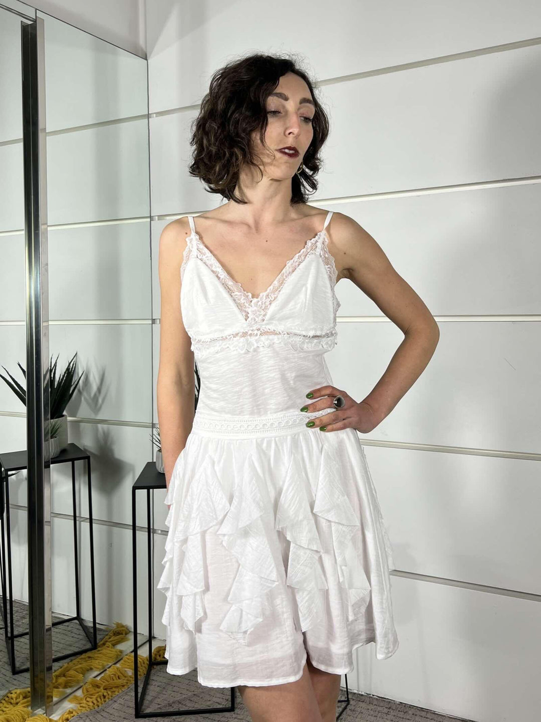 minigonna con rouches verticale panna GMA-Q093PANNA HAVE ONE