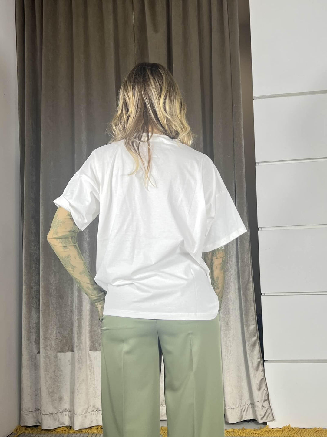 t-shirt con logo bouclè bianca RAB0045BIANCO/MORO VICOLO