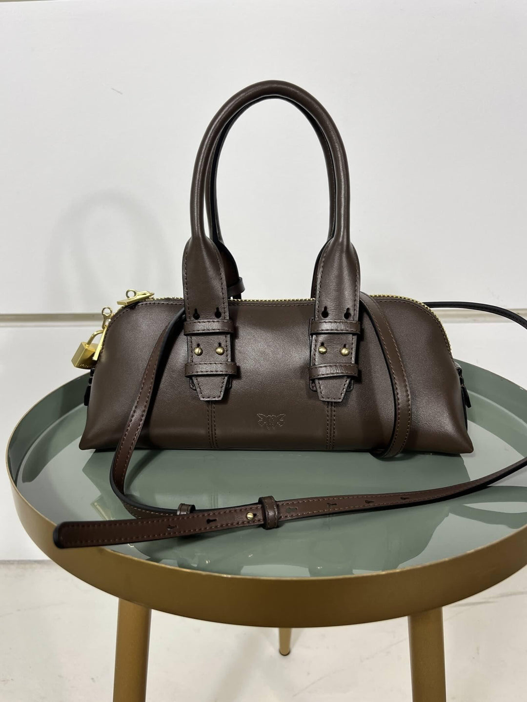 Borsa bowling baguette marrone BOWLING BAG BAGUETTEL74V PINKO