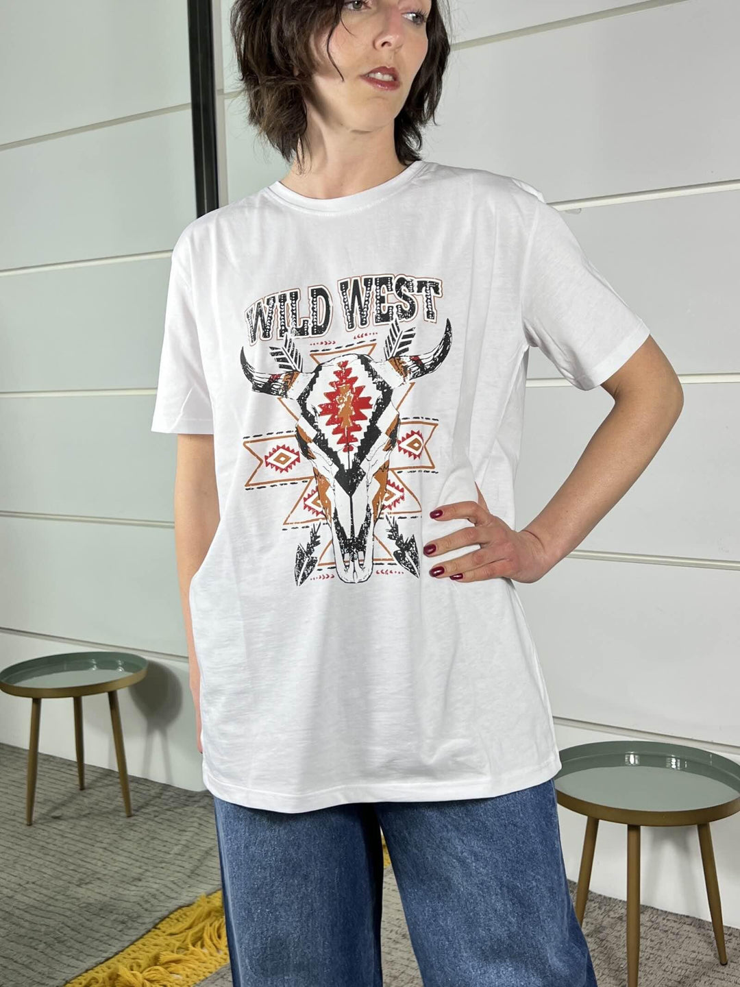 t-shirt manica corta stampa wild west WTS26SGIBIANCA TWO WAY