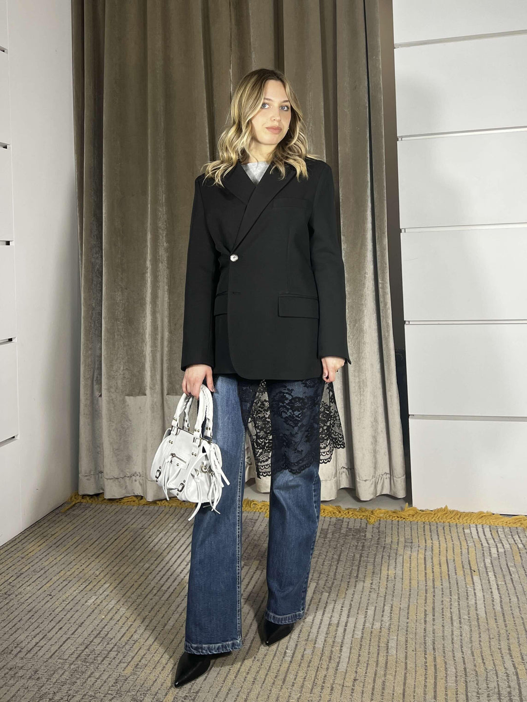 giacca vicolo over con doppia abbottonatura nera TAB0196NERO VICOLO