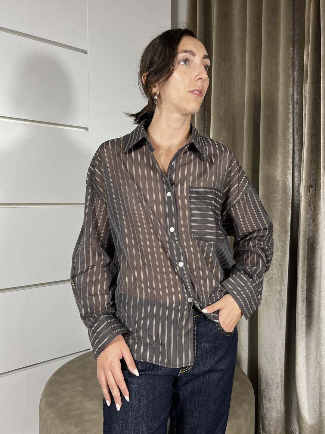 CAMICIA MORO GESSATA SEMI TRASPARENTE 256151MORO SUSY MIX