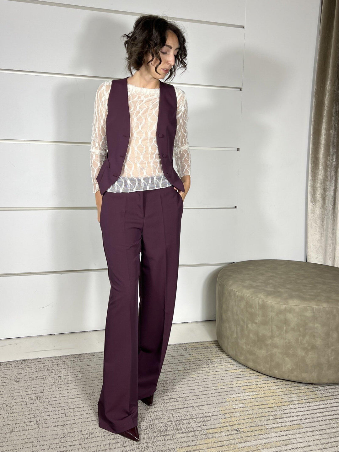 pantalone bordeaux a palazzo TF0371BORDEAUX VICOLO