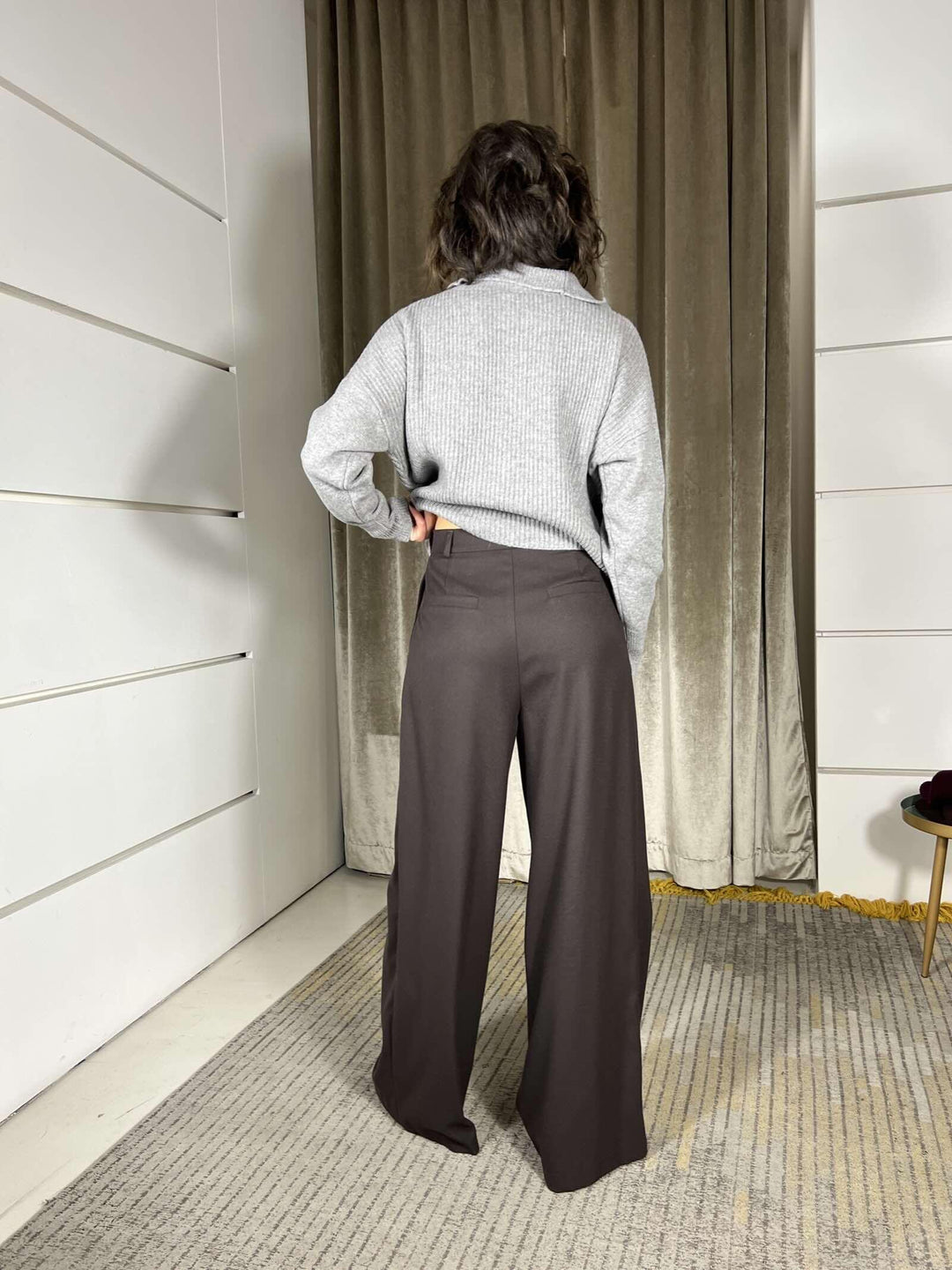 pantalone a palazzo con pinces moro TF1910MORO VICOLO