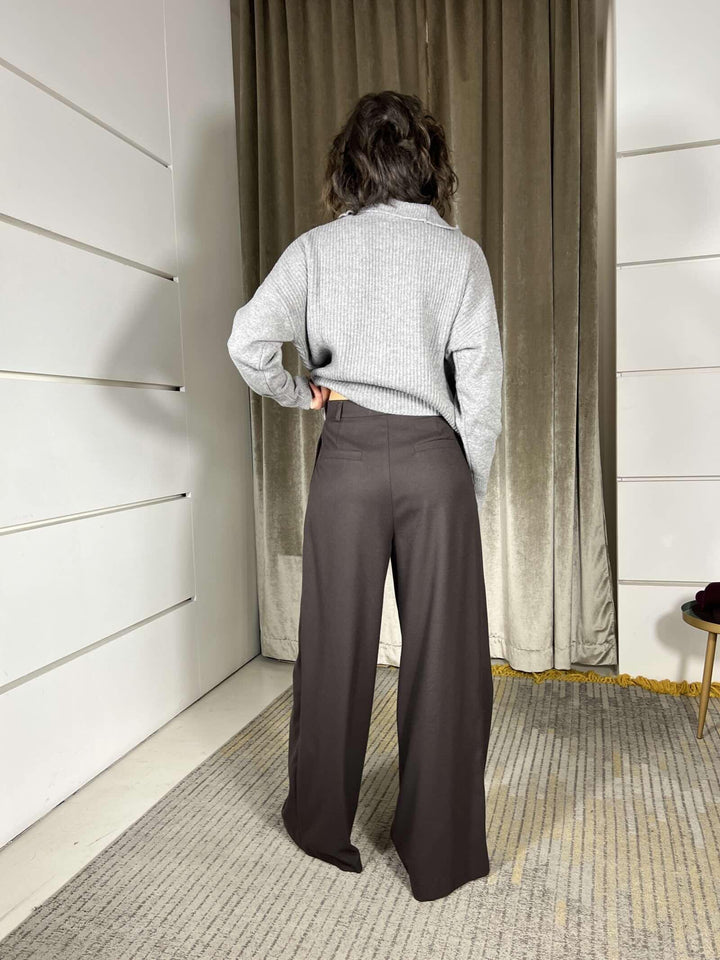 pantalone a palazzo con pinces moro TF1910MORO VICOLO