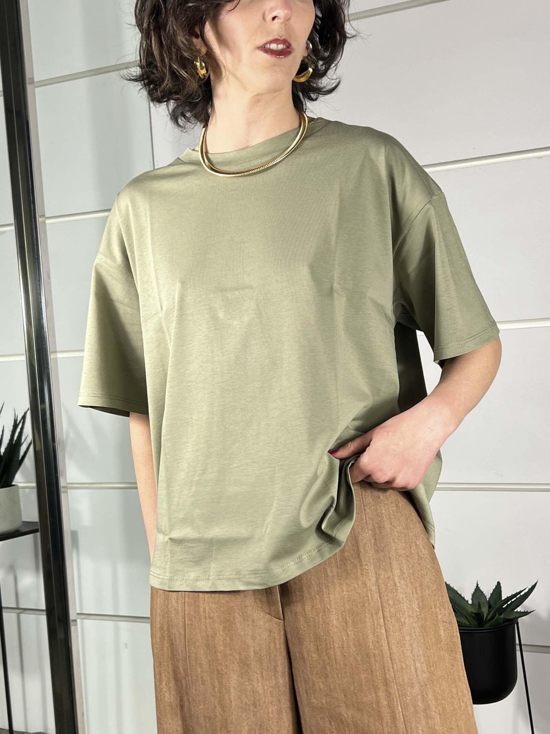 t.shirt over girocollo verde salvia 11935VERDE SALVIA SUSY MIX