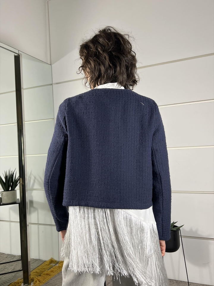 giacca blu  bouclè con bottoni 82523BLU SUSY MIX