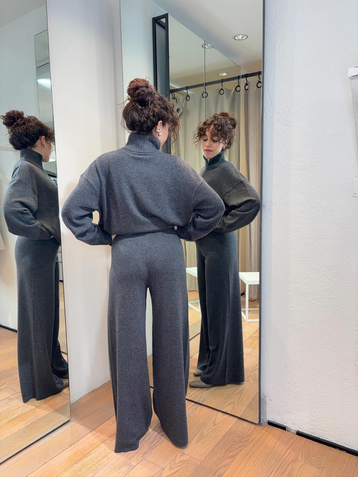 pantaloni ampi in maglia grigio melange ADAM005 PENNYBLACK BLACK