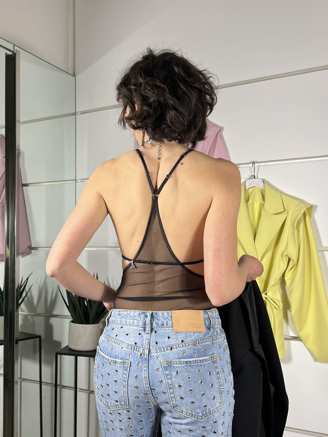 body nero in tulle con inserti in pizzo 8I0186J383K103 PATRIZIA PEPE PREVIEW