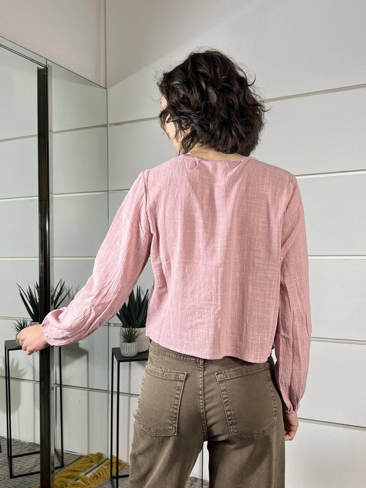 camicia con fiocchi rosa 30505AROSE FEMME SELECTION